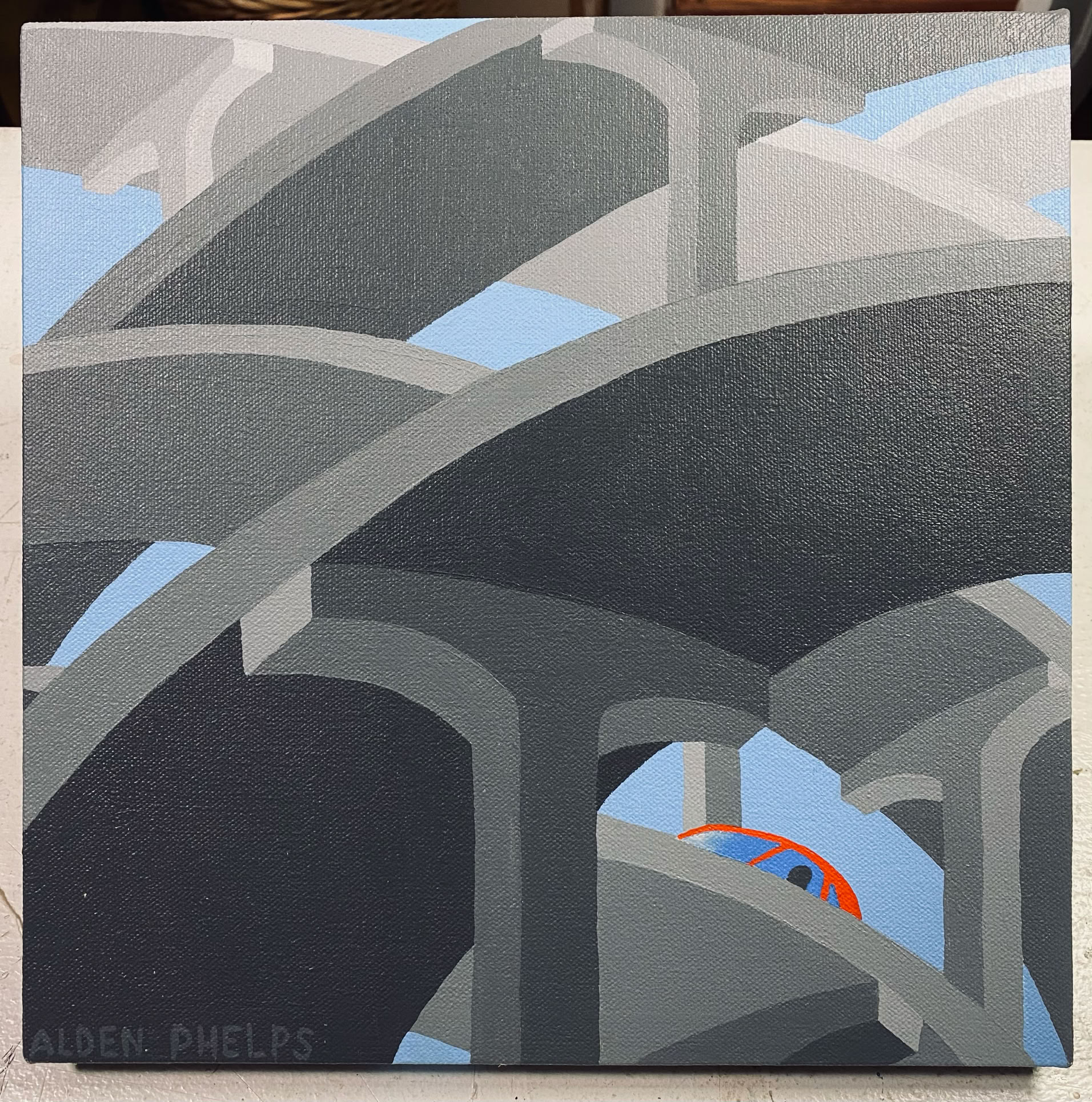 "Overpasses" - acrylic on canvas; 12"x12"; $100